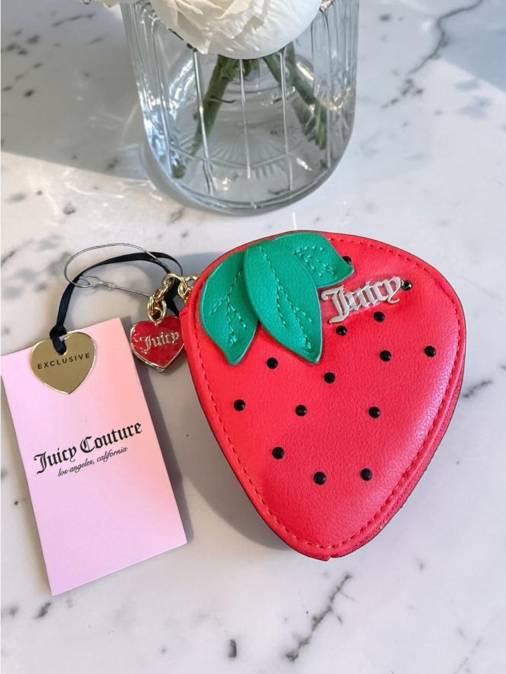 Juicy Couture Strawberry Coin Purse Keychain Bag Charm Y2K 🍓NWT